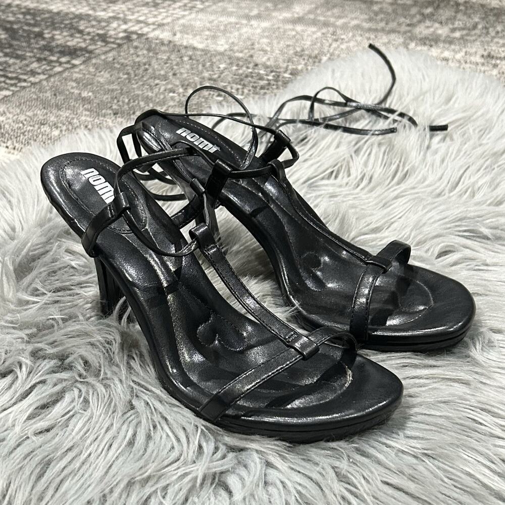 NOMI Y2K 2000's Black Strappy‎ Heel Womens Size 9